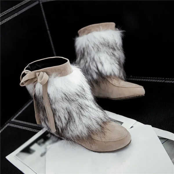 Г., новые стильные женские ботинки замшевые плюшевые ботинки на танкетке с круглым носком однотонные теплые зимние ботинки без застежки