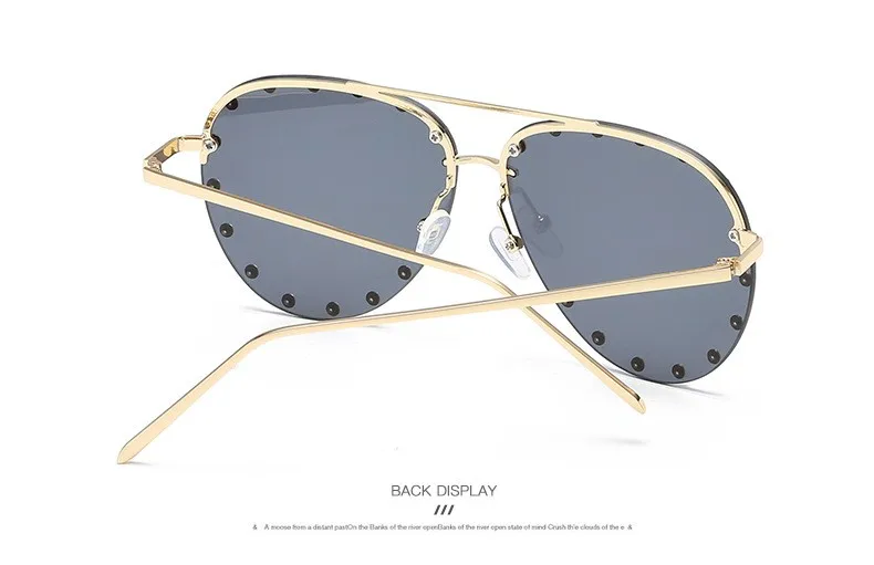 Женские солнцезащитные очки бренда класса «Люкс» без оправы, дизайнерская металлическая рамка, градиентные большие цветные солнцезащитные очки, тени для женщин UV400