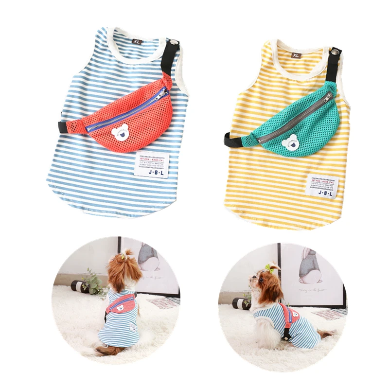 

New Dog Summer Shirt Clothes Cotton Stretch Backpack Vest Puppy Coat T Shirt Chihuahua Teddy Pet Supplies