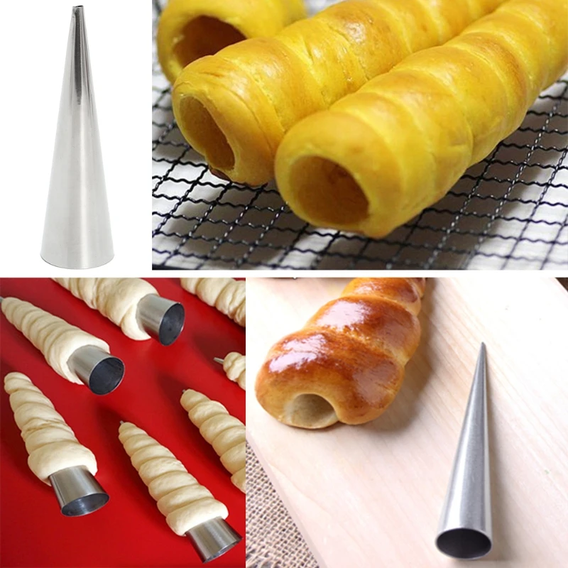 Нержавеющая сталь DIY выпечки конус для спиральных круассан печенье рулет торт