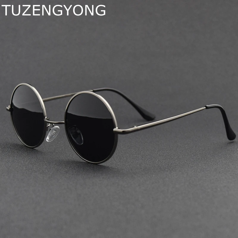 

2018 New Brand Designer Classic Round Sunglasses Men Women Polarized Metal Small Frame Retro Sun Glasses UV400 Black lens Shade