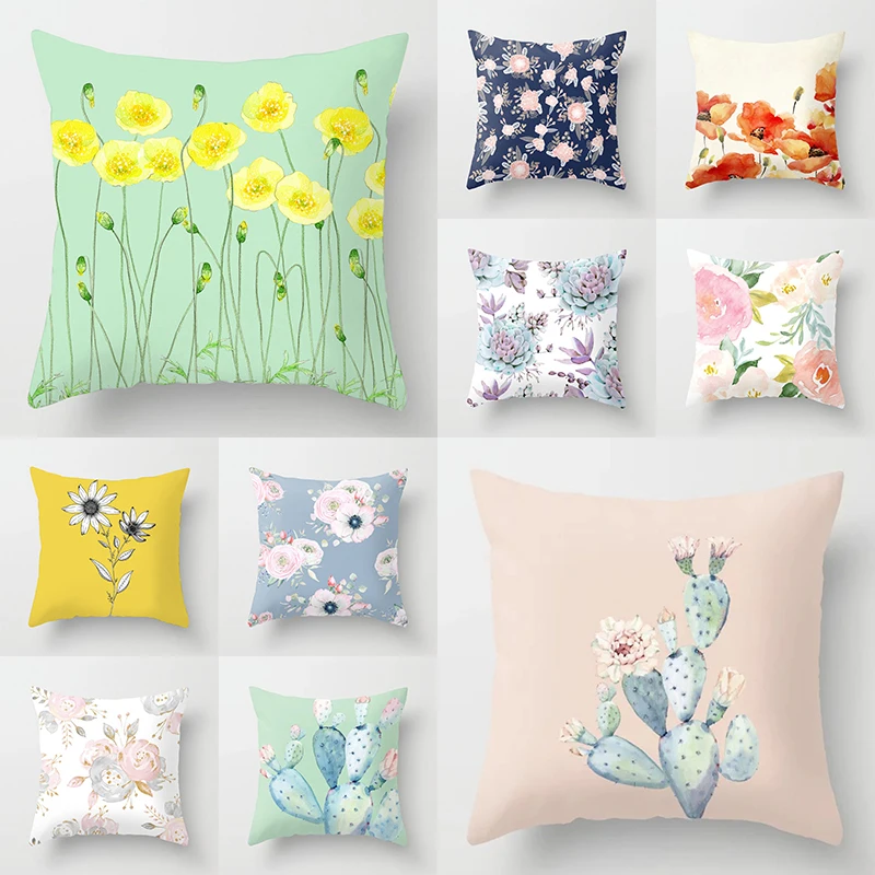 

High Quality Throw Pillow Cushion Cover Pillow Case Home Decoration Car Euro Style 1PC Hot Sale Flower