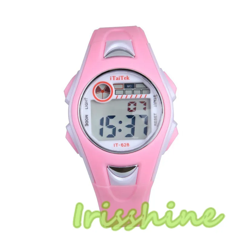 Irisshine#7040 детские часы для мальчиков и девочек, спортивные цифровые водонепроницаемые наручные часы - Цвет: Розовый