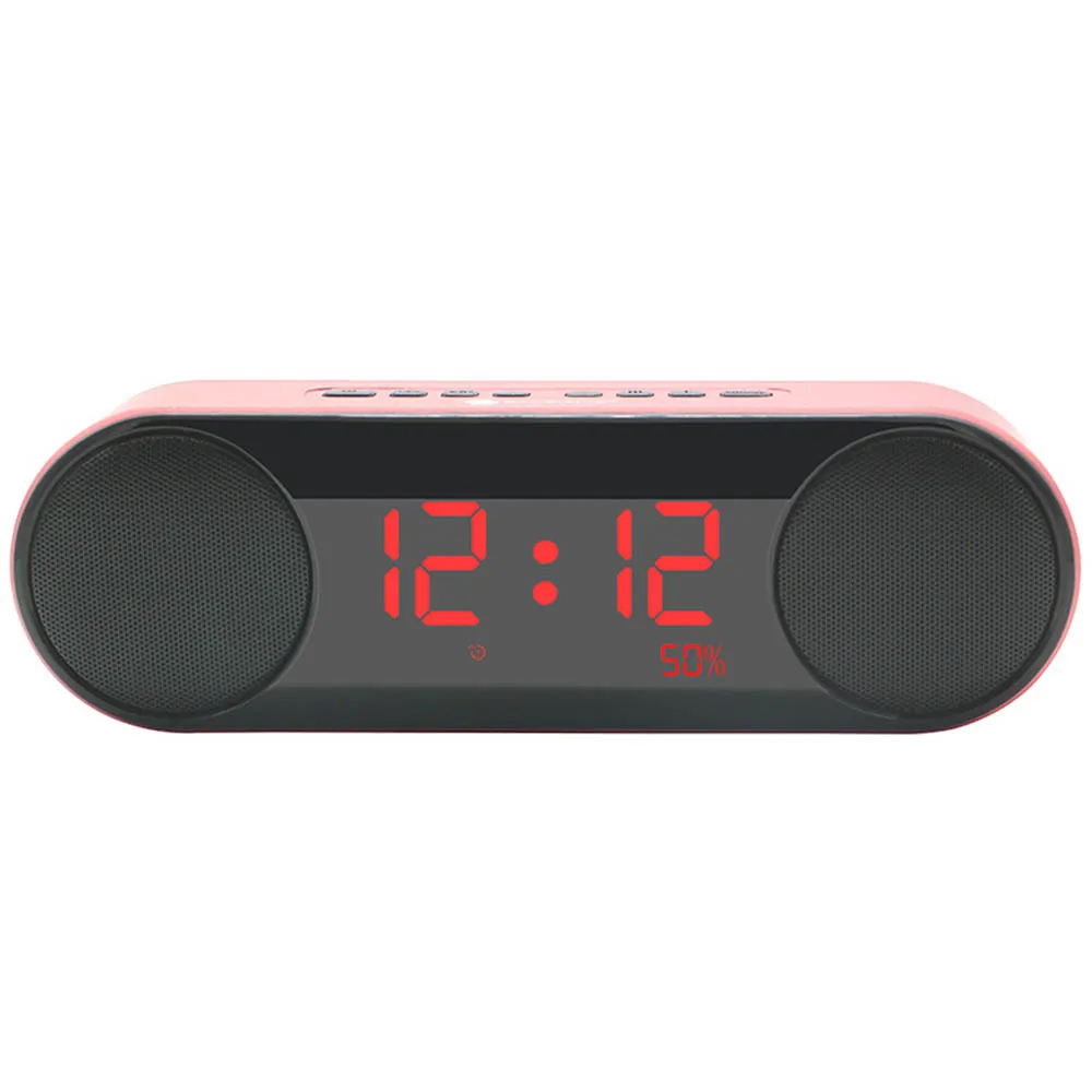 Многофункциональный беспроводной Bluetooth динамик будильник Креативный светодиодный дисплей цифровые часы будильник Интеллектуальный маленький аудио Радио Bluetooth - Цвет: Розовый