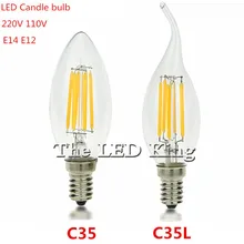 C35 c35l 6w 12 led edison lâmpada do vintage lâmpada led 220v 240v retro led filamento luz e14 vela lâmpada luz substituir incandescente