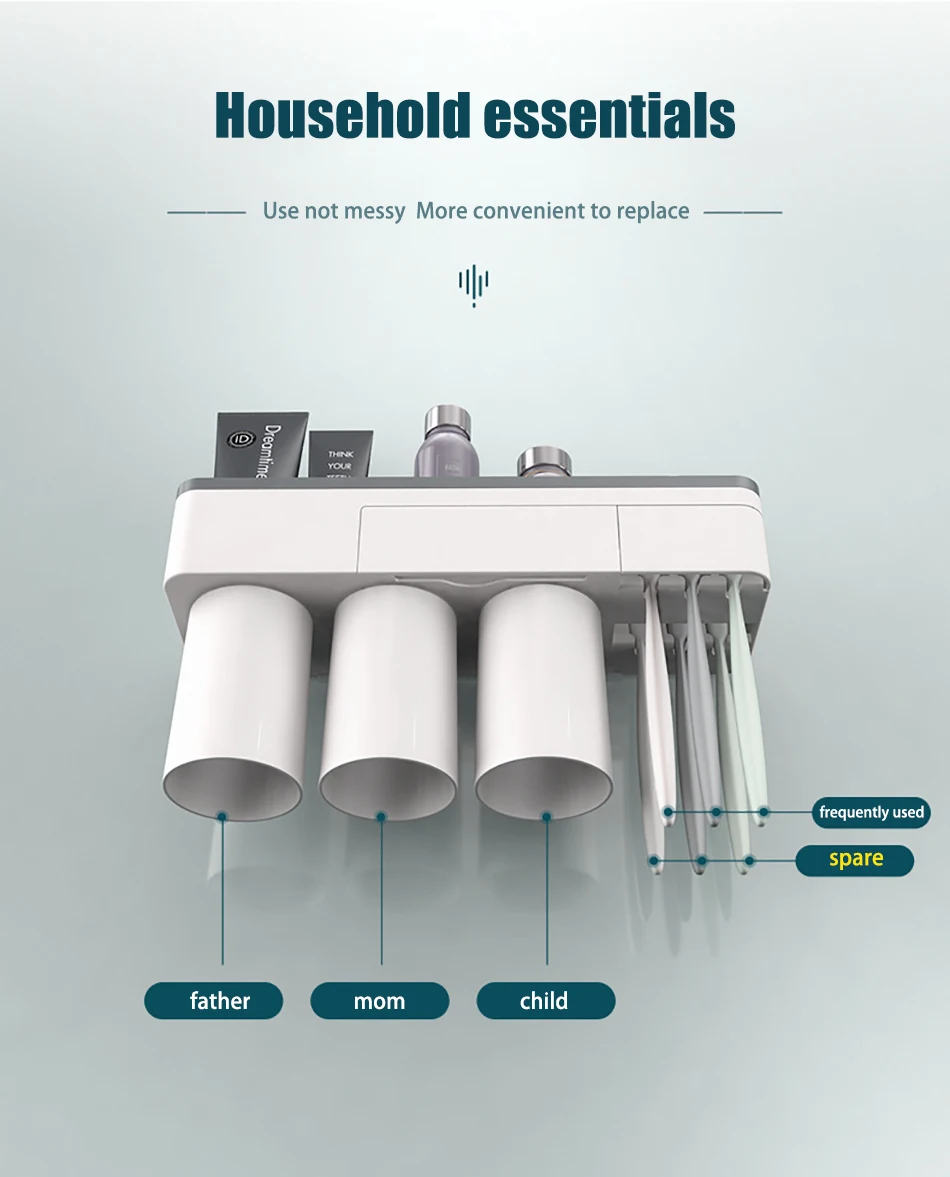 Аксессуары для ванной комнаты держатель зубной щетки Набор Подставка для зубной пасты органайзер для зубных щеток стеллаж монтируемый на стену Магнитная Адсорбция с чашкой
