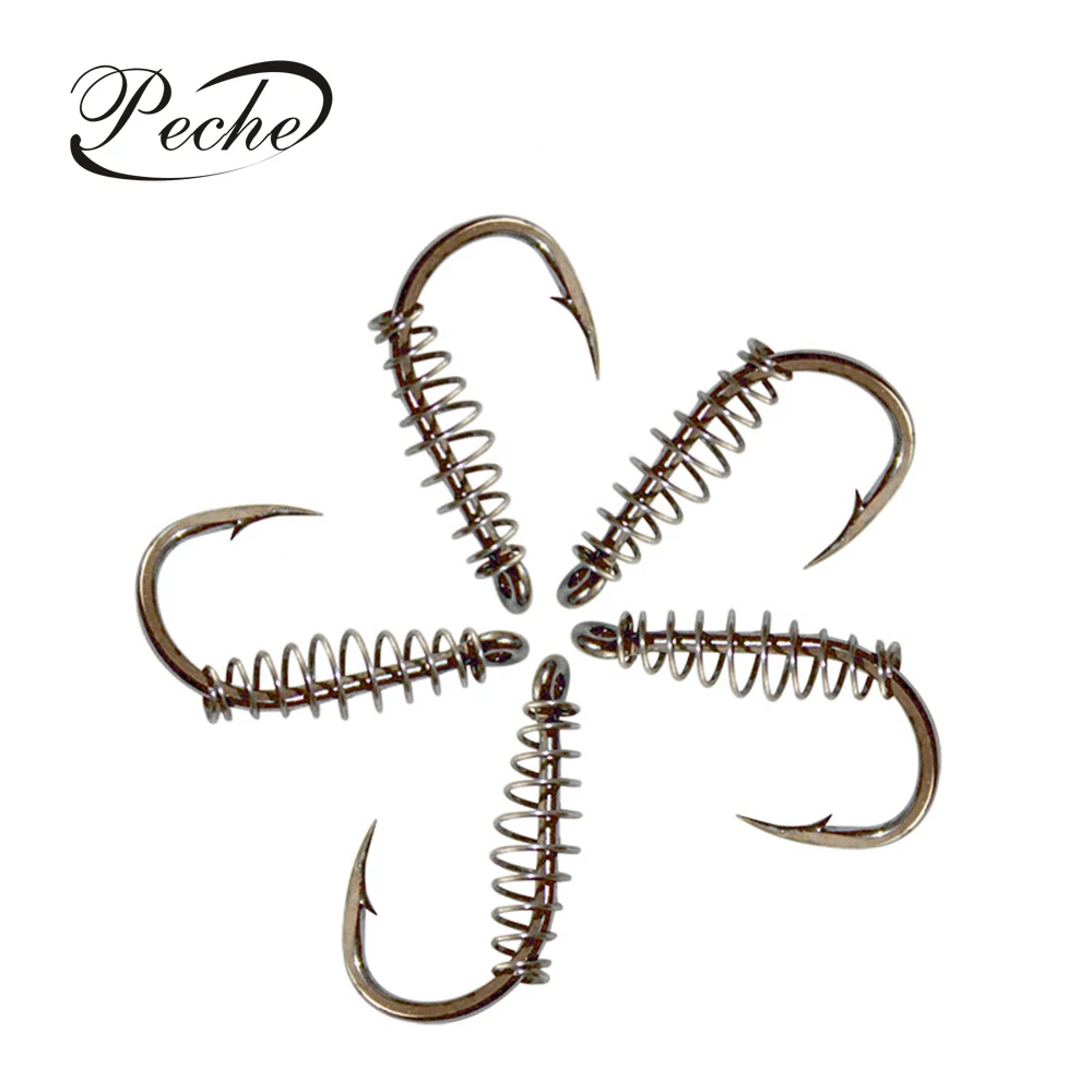 Peche 10pcs/lot Spring Fishing Hooks Stainless Steel Barbed Swivel Explosion Hooks Jig for Carp Fly Fishing Pesca Fishhooks