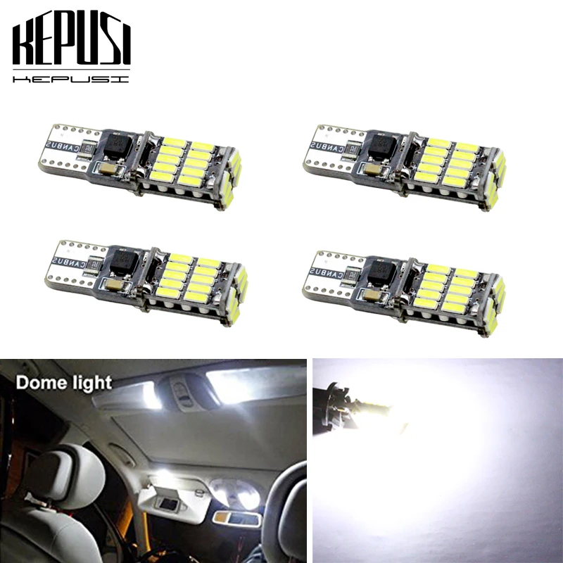 

4x T10 W5W 194 501 LED Canbus No Error Car Lights 26 SMD 4014 Chip White Reading Instrument Light Bulb 12V 5w5 Auto 6000K