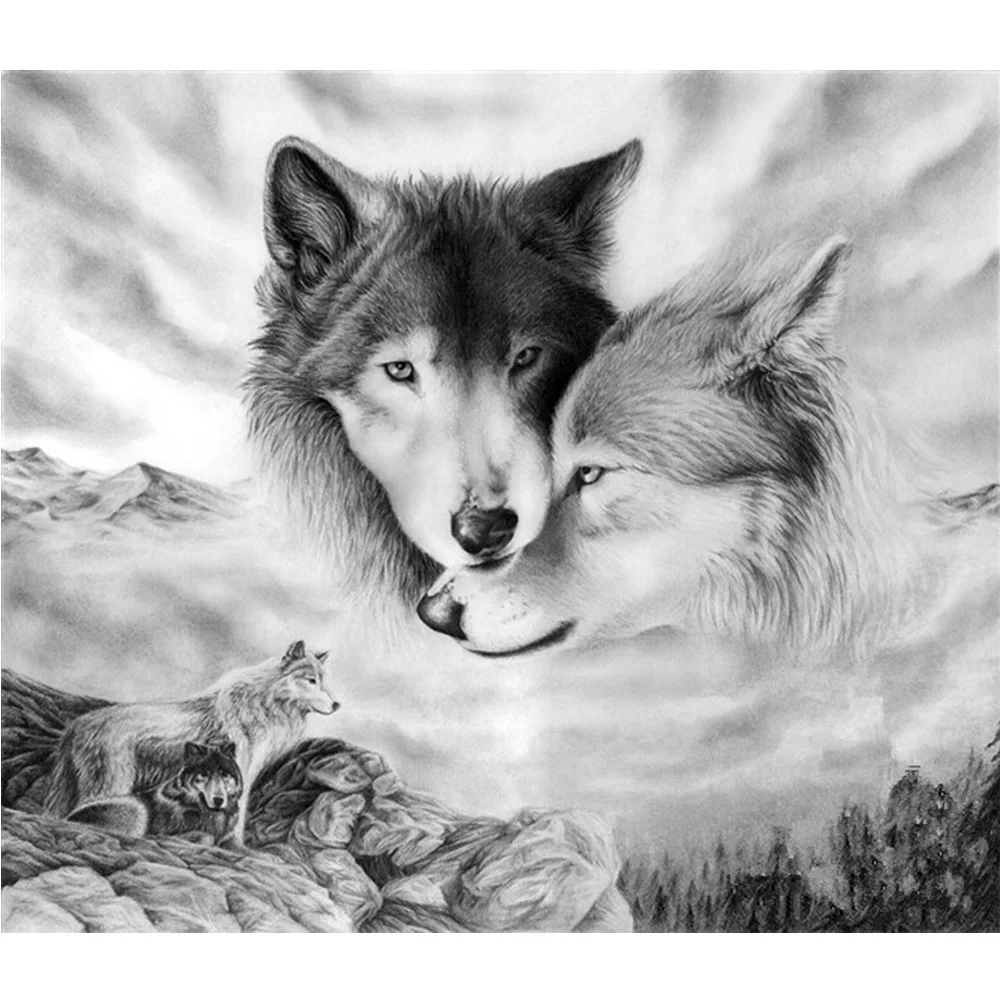 

3D Diamond Painting Cross Stitch Pattern 5D Diamond Embroidery Wolves Mosaic Resin Full Drill Home Decor DIY Painting H948