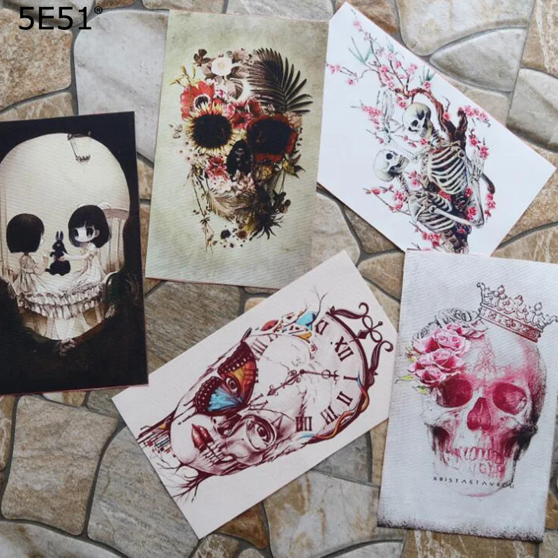 

15*20cm Handmade cloth DIY cotton canvas fabric / positioning cloth hand dyed patchwork cloth digital printing skull