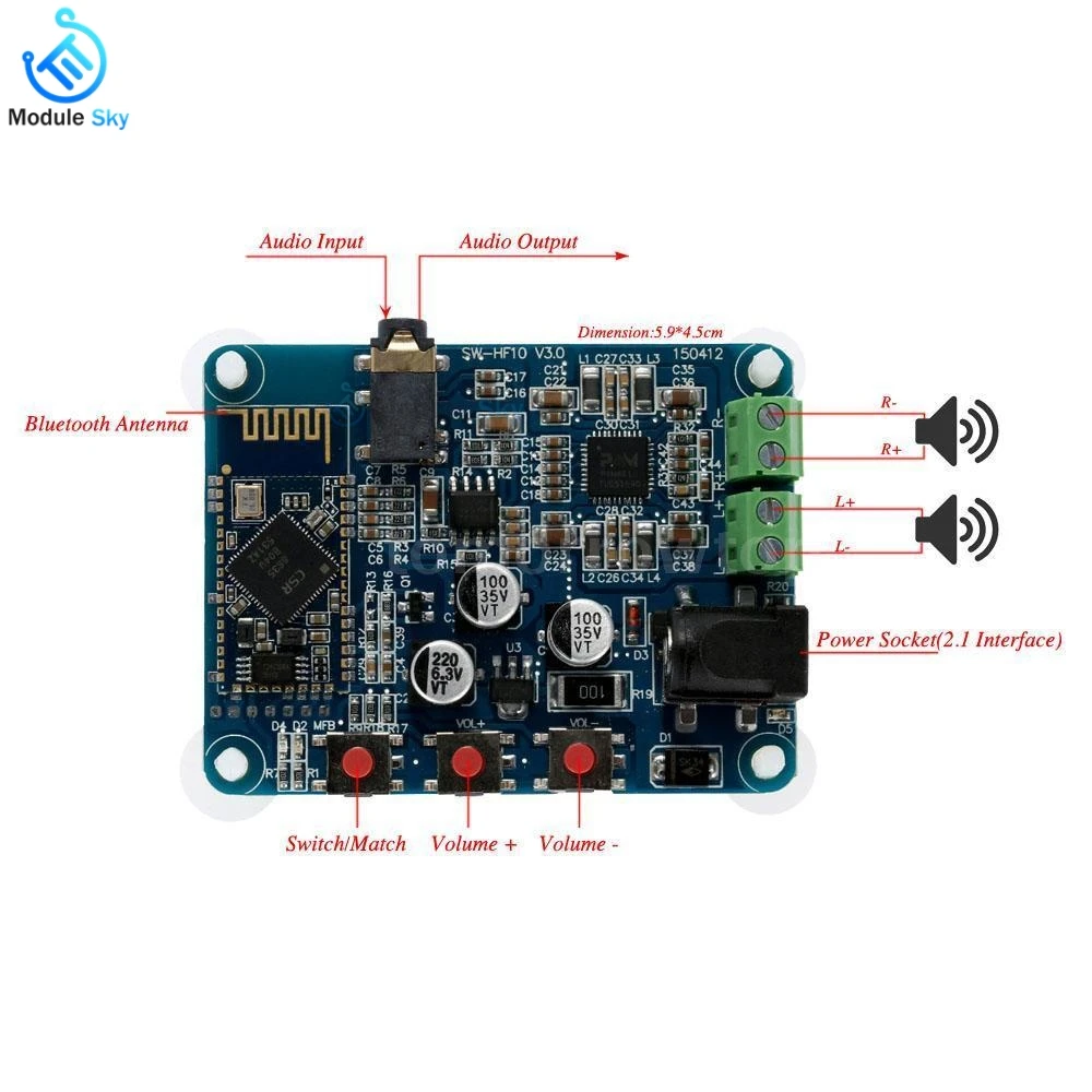 PAM8610 Bluetooth 4 0 аудио усилитель плата плеер модуль DC12V 2X10 Вт Поддержка двух каналов