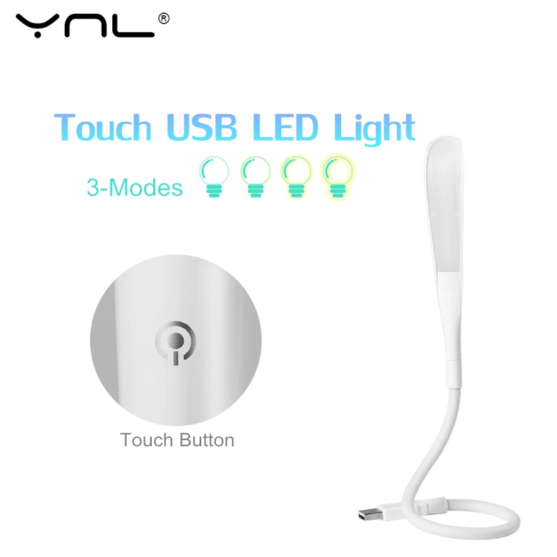 YNL Flexible LED Touch USB Light High Brightness 3 Modes Dimming Portable DIY Mini USB Led Lamp for Laptop Notebook PC Computer