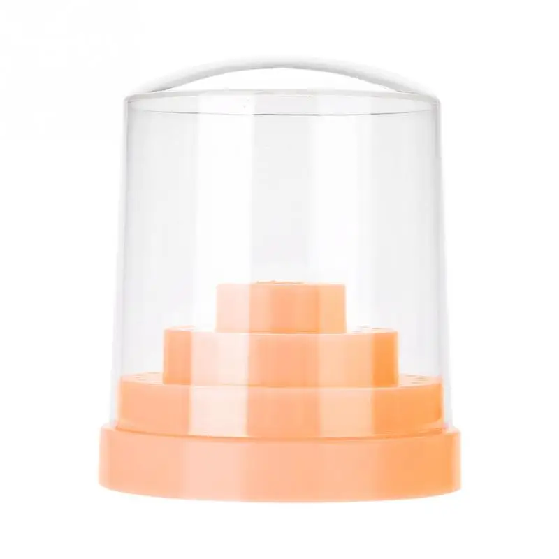 48 отверстий сверло для ногтей стенд дисплеер с акриловой крышкой сверло для ногтей контейнер ящик для хранения, маникюр инструмент для дизайна ногтей - Цвет: Orange