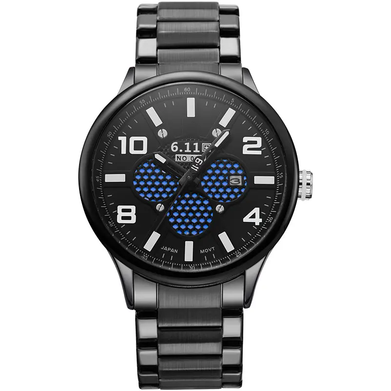 6 11 fashion men sport quartz watches new brand skeleton solar powered wristwatches steel band 30M