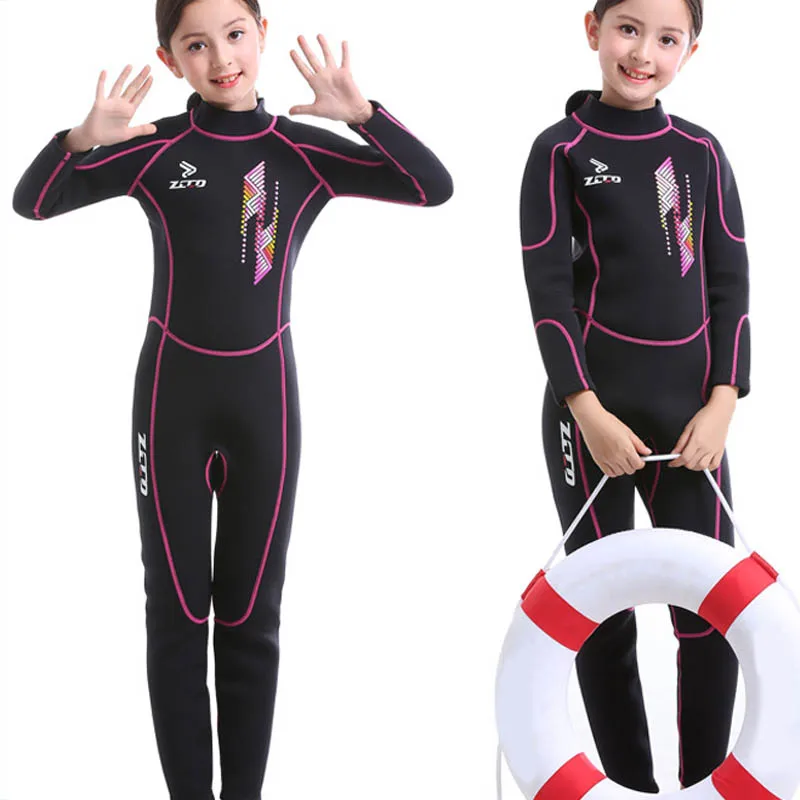 Детские гидрокостюмы для мальчиков и девочек с надписью "УФ-защита молния сзади Молодежный костюм для дайвинга из неопрена купальный костюм ASD88