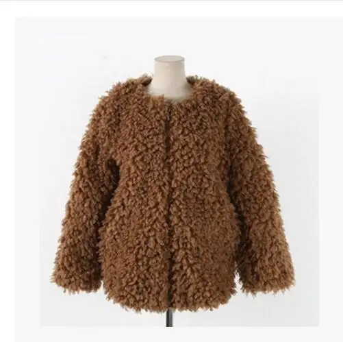 Cou Lâche Agneau Noir Faux O coffee Longue Shaggy Noir Vestes Mi D'hiver Long Élégant Bouclés Fourrure Poilu rose Manteau Femmes dark Brown Survêtement De Rose Laine 7ZqwOX