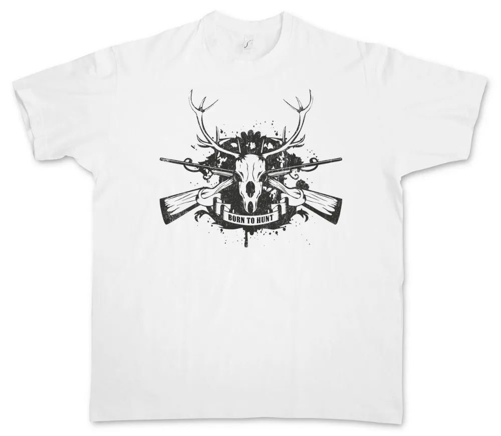 

Tops Summer Cool Funny T-ShirtBORN TO HUNT T-SHIRT Hunter Deer Bear Hunts Rack Rifle Gun Tee Shirt