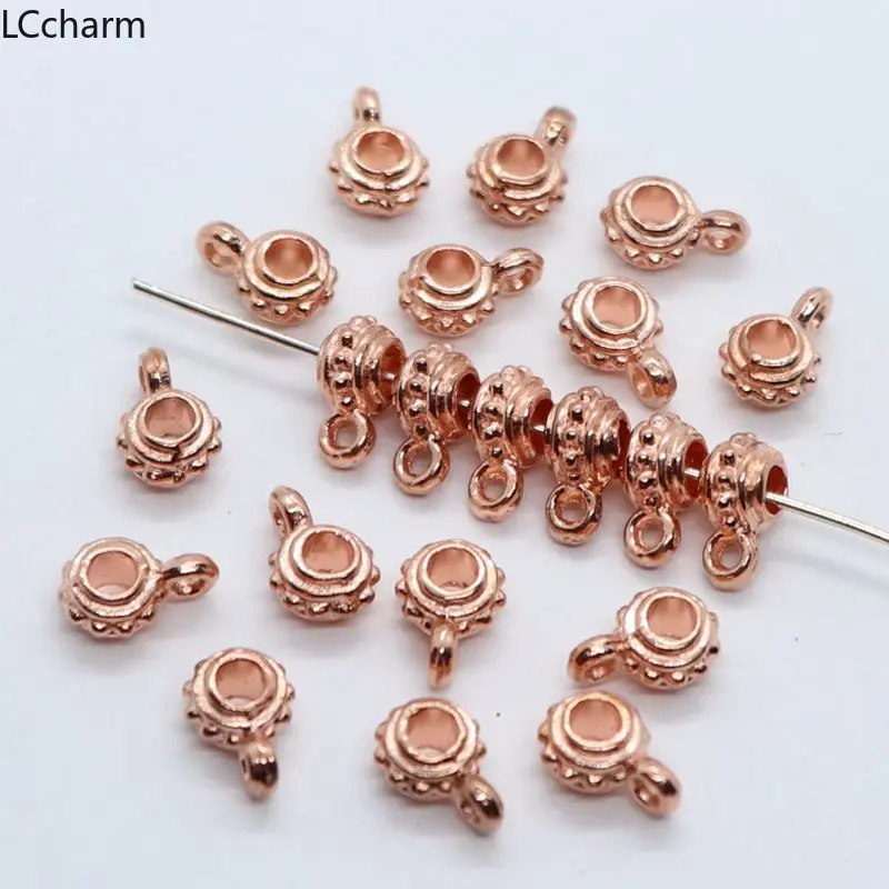 

50pcs Metal Rose Gold Spacer Beads Connectors Charms Pendants 4x6.5x9mm DIY Jewelry Making