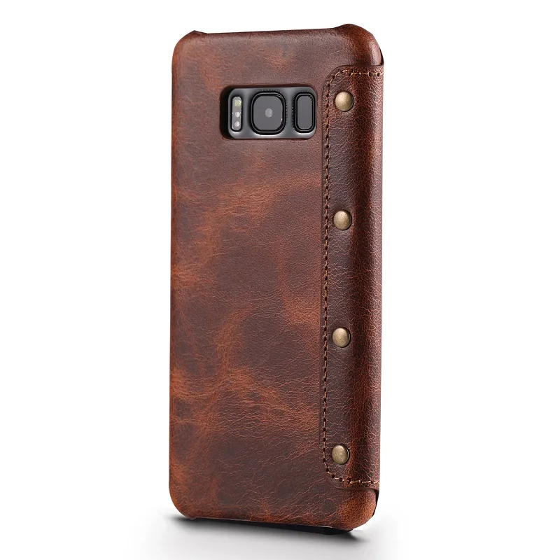 Solque Real Genuine Leather Flip Cover Case For Samsung