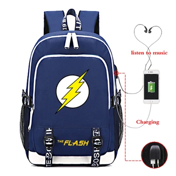 

Hot The Flash USB Charge Rucksack Boys Girls Backpack Beautiful Men Women Laptop Bags Fashion Daily School Knapsack for Teens