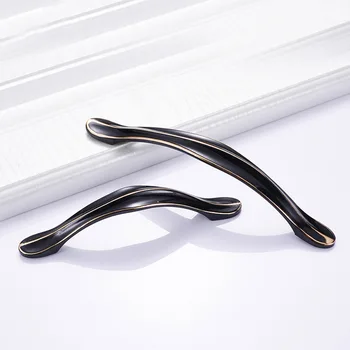 

American Style Black Knobs Cabinet Kitchen Door Furniture Aluminum Handles Closet Dresser Wardrobe Shoe Box Pull Hardwar