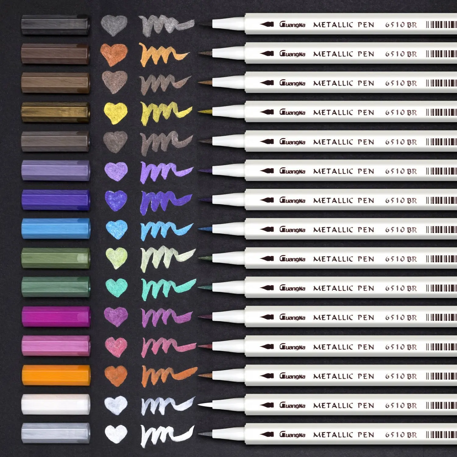 

15/Set Metallic Permanent Paint Markers Pens - Fine Point Metal Art Brush Tip Markers For Script Lettering,Gift Card Making