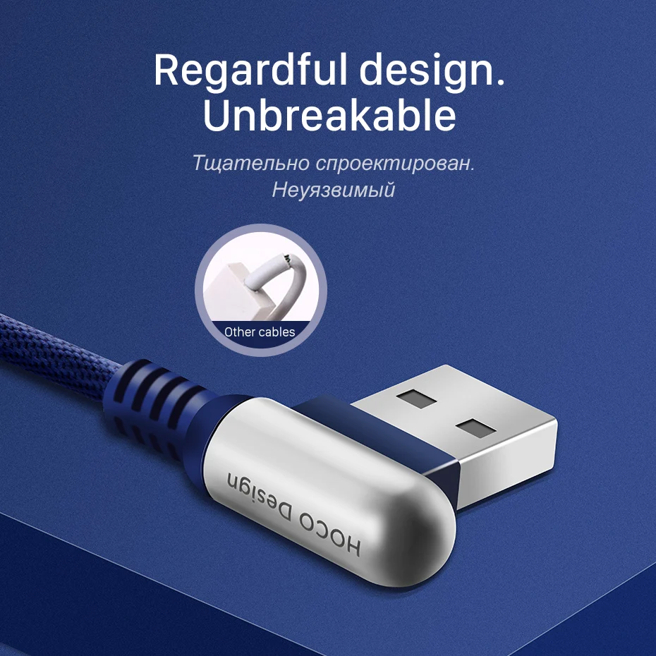 HOCO 2.4A цинковый сплав 90 usb кабель для Apple iPhone 116 7 plus 8 X Xs Max XR Быстрая зарядка