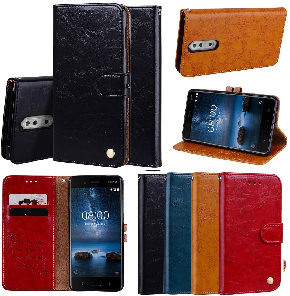 

For Nokia 8 2017 TA-1012 Stand Leather Case For Nokia 8 TA 1012 Wallet Funda Capa Case With Strap