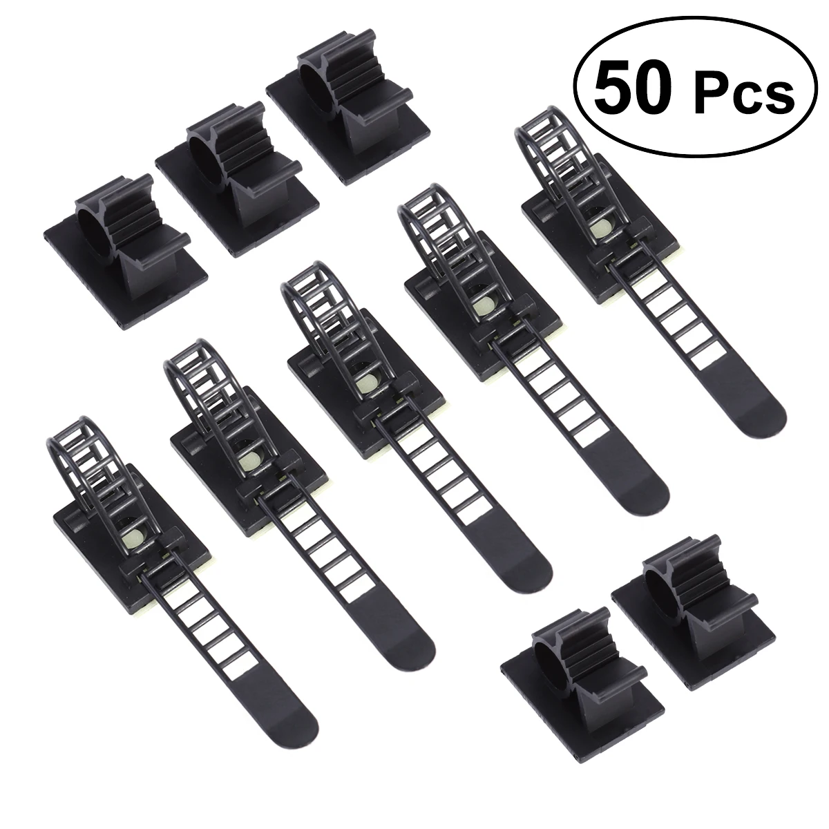 

50 Pieces Self Adhesive Cable Organizers 25PCS Adjustable Multipurpose Cable Ties and 25PCS Cable Clips for Cord Management