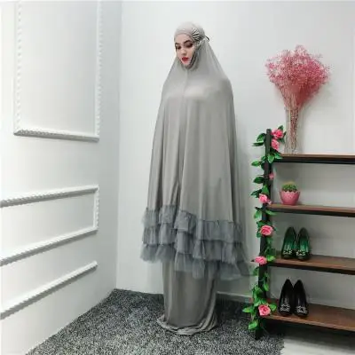Рамадан Абая Дубай, Турция исламский хиджаб мусульманское платье Кафтан Абая для женщин Катара кафтан марокаин молитва джилбаб ислам ic одежда - Цвет: Серый