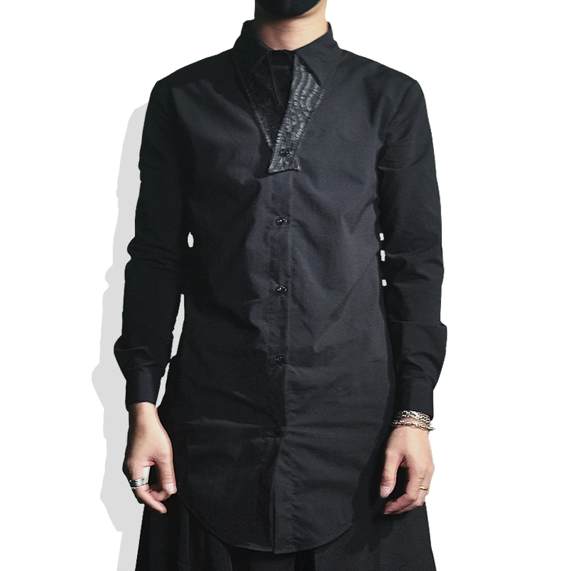 

Men Slim Long Black Shirt Streetwear Mens Shirts Casual Slim Fit Men Shirt Long Sleeve Ropa De Hombre 2019 Black Shirts