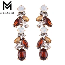 MYDANER Moda Folha de Cristal de Luxo Grandes Brincos Longos Brincos Gota para As Mulheres Jóias Festa de Casamento Acessório Jóias Charme