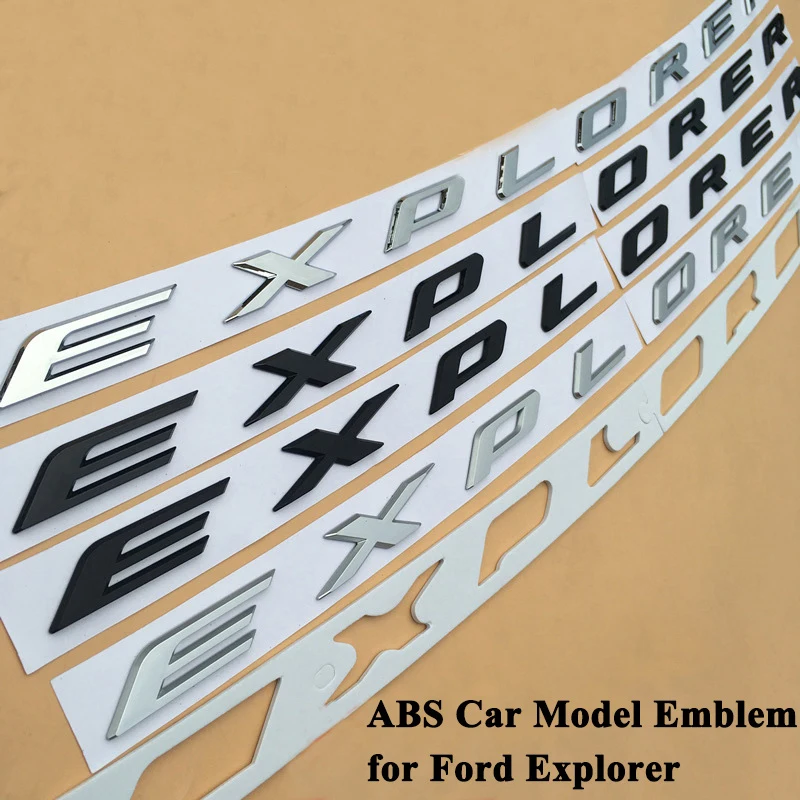 1pc ABS Car Model Emblem EXPLORER Engine Hood Head Sticker Badge Logo Car Modification Black Silver for Ford Explorer