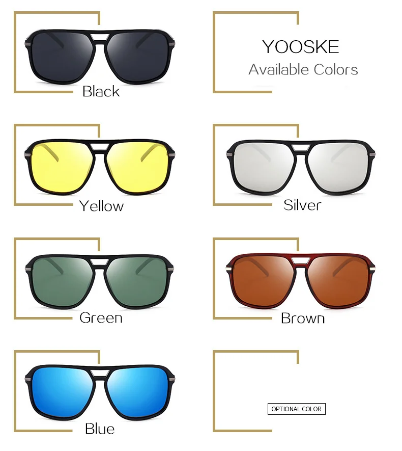 YOOSKE Classic HD Polarized Sunglasses Men Driving Brand Design Sun Glasses Man Mirror Retro High Quality Sunglass Goggles