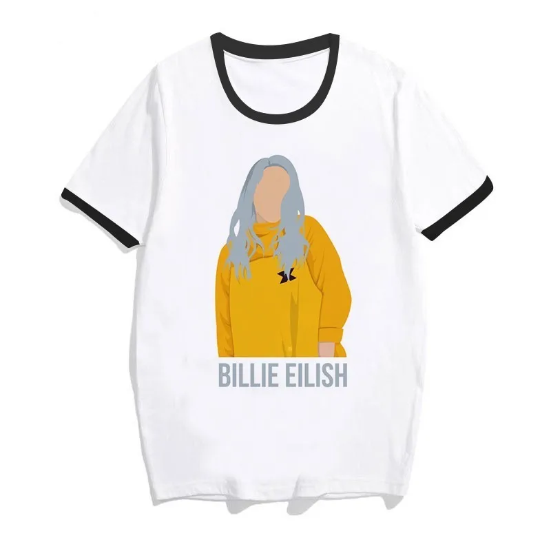 Футболка в стиле хип-хоп Billie Eilish, Повседневная футболка с круглым вырезом и коротким рукавом, летняя мужская и женская футболка, высокое качество, футболка, топ - Цвет: 1802