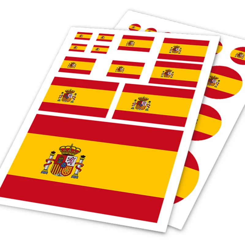 

A4 Sheet Spain Flag Colored Print Car Styling Hellaflush Sticker Auto Motorcycle Bicycle Laptop Skateboard Ipad Phone DIY Decals
