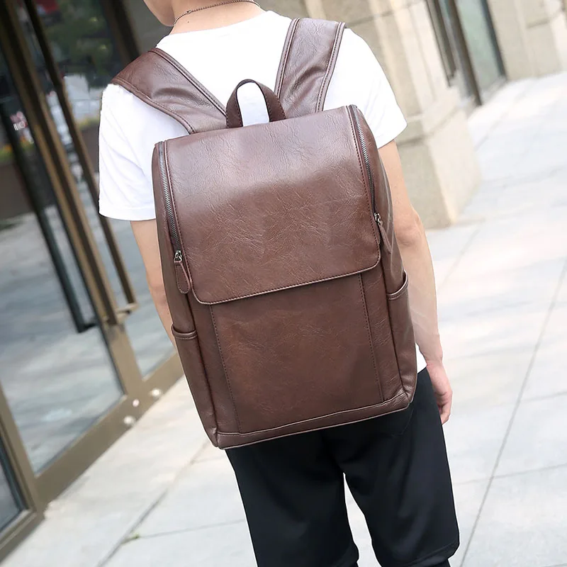WEIXIER из искусственной кожи модный мужской рюкзак, мужской повседневный стильный рюкзак, бренд, Большой Вместительный красивый рюкзак, школьная сумка - Цвет: Brown