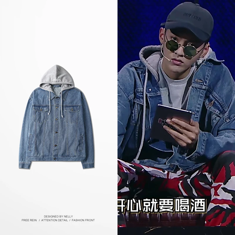 

Skateboard Hoodies Men Sweatshirt Hip Hop Two Pieces Skateboard Sport Hoodies Winter Male Sportswear cowboy Jacket With Cap