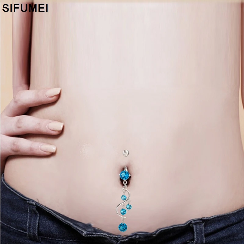 

6 color hot style navel ring long shaped floriated tassel navel buckle High quality color preserving electroplatin