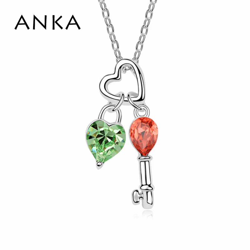 

Free Shipping Heart Key Crystal Necklace Made With Swarovski Elements #96717