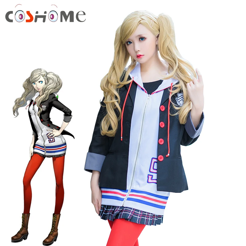 Coshome Persona 5 Ann Takamaki костюмы для косплея 4 шт./компл. школьная униформа девочек куртка