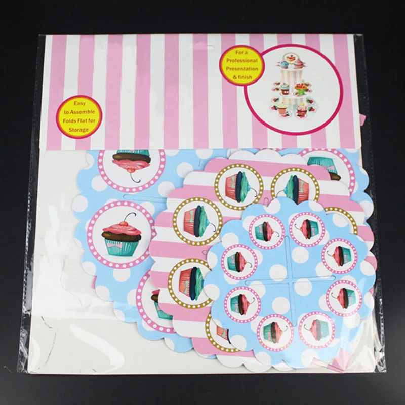 Hot Sale Fashion Colorful Polka Dot 3 Tier Cup Cake Stand Paper for