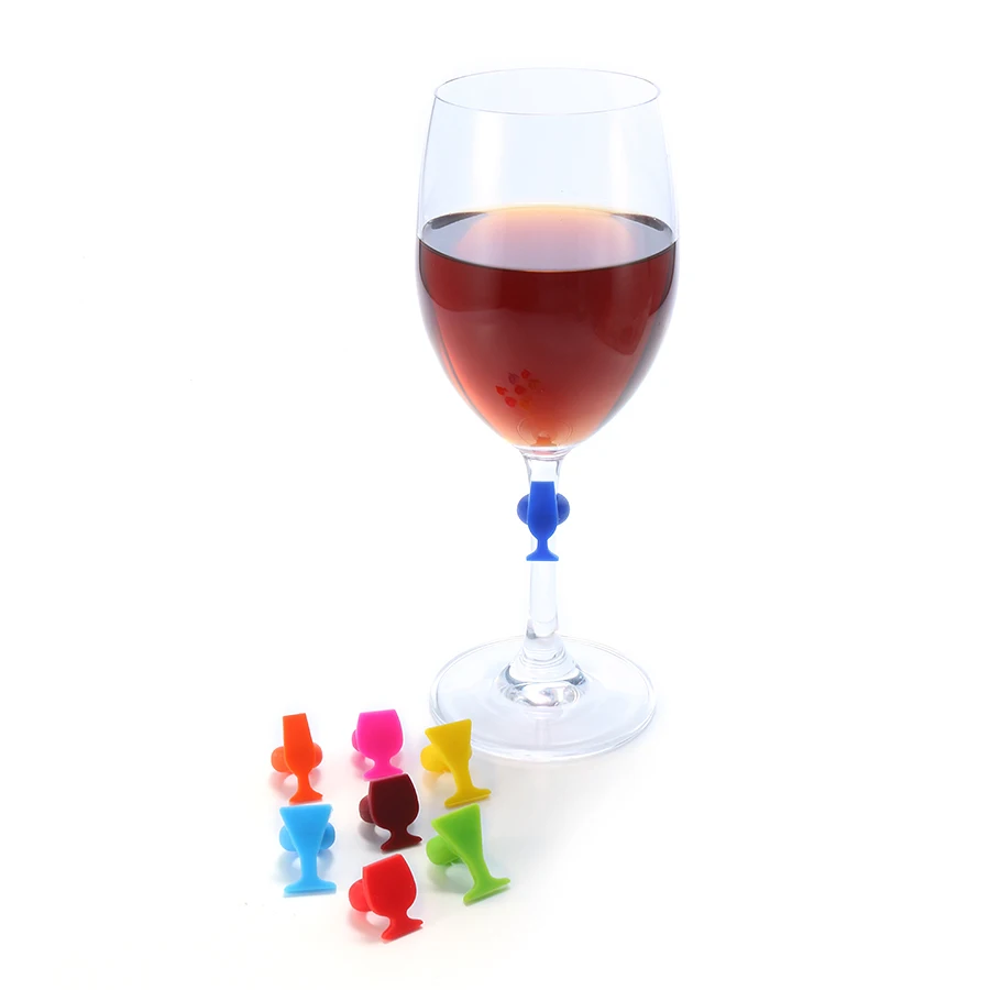 8pcs Silicone wine glass shape wine glass markers charms for Stemware