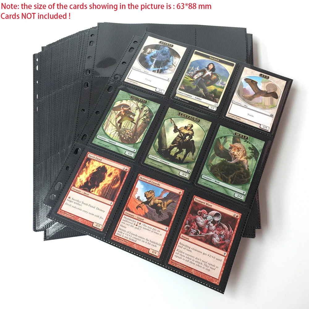 

100 Pages, 1800 Pockets Top Loading Black Color Series Card Page Protector for Standard Size Board Game Cards