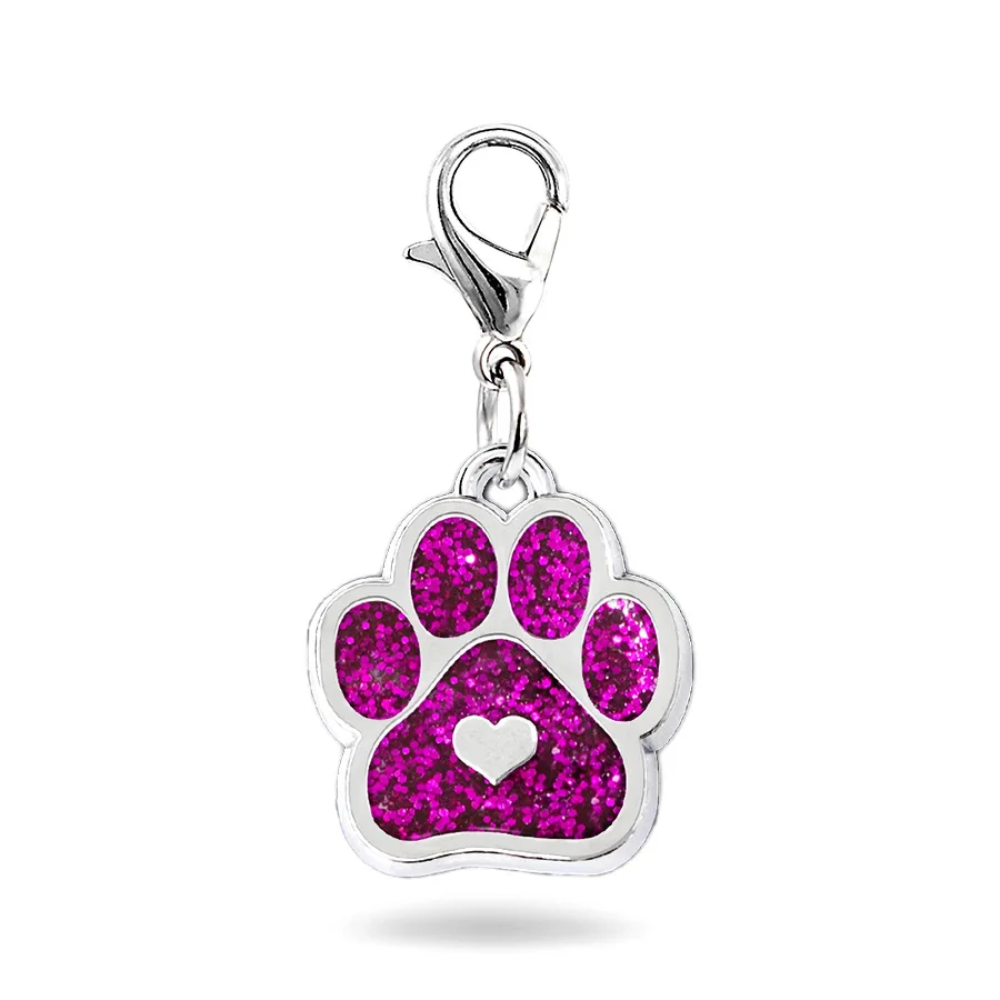 

New 5pcs mixed colors Enamel Cat Dog/Bear Paw Prints with Rotating Lobster Clasp dangle charms fit Key Chain Jewelry Making