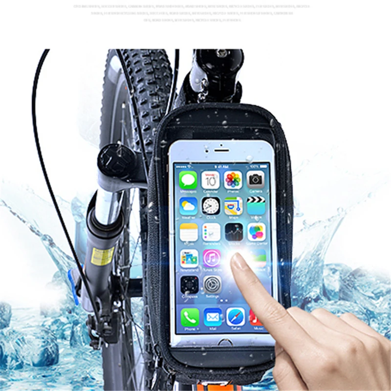 Top ROSWHEEL Bicycle Tube Bag 12496L-CA5 Portable Bike Frame Front Transparent PVC with Audio Extension Line for 5.5 Cellphone 6