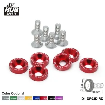 Hubsports - D1 Spec JDM Aluminum 6PCS/SET M8x20 Hood Fender Engine Bolt Washer Screws Bay Bumper For all car(RED)D1-DP02D-RD