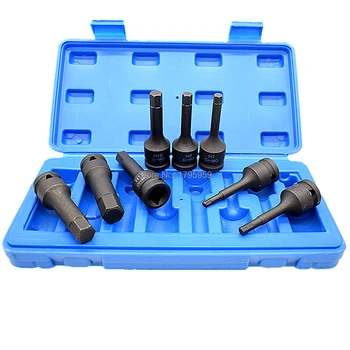 

8pcs 1/2" Square Drive Impact Socket H5 H6 H7 H8 H10 H12 H14 H16 Cr-Mo Metric Allen Bit 78mm Long Hex Key Socket Set 5mm to 16mm