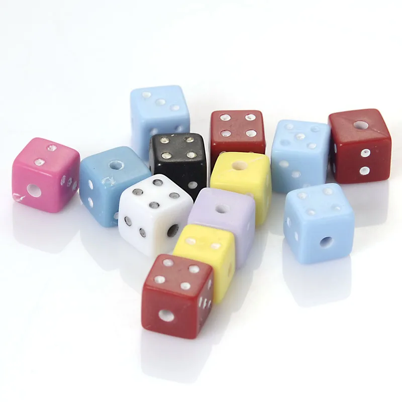 

New Arrival 6 / 7 / 12 mm Solic Color Acrylic Painted Cubic Dice Loose Spacer Beads For DIY Bracelet & Necklace Jewelry Making