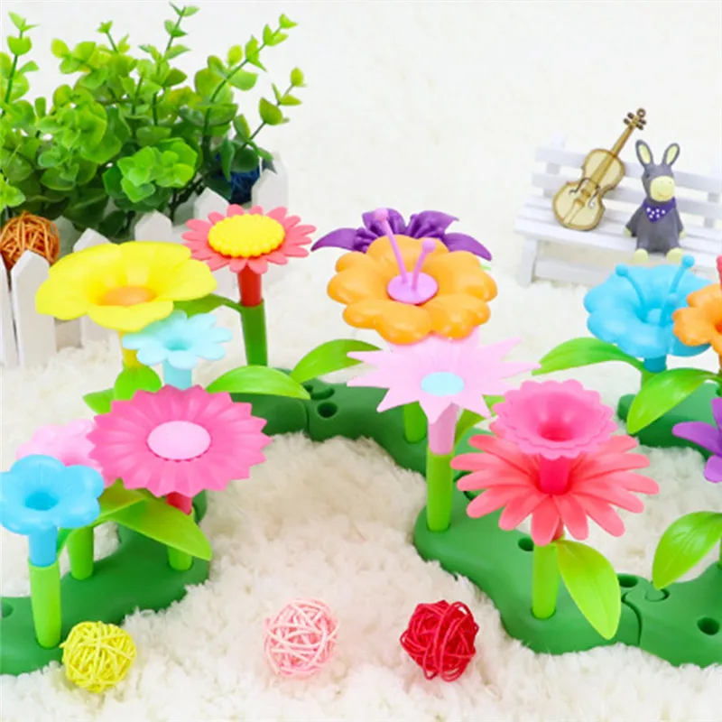 

Diy Toy Creative Spell Inserted Flower Plastic Cartoon Children Educational Flower Various Colors Kit Children Gift Decor